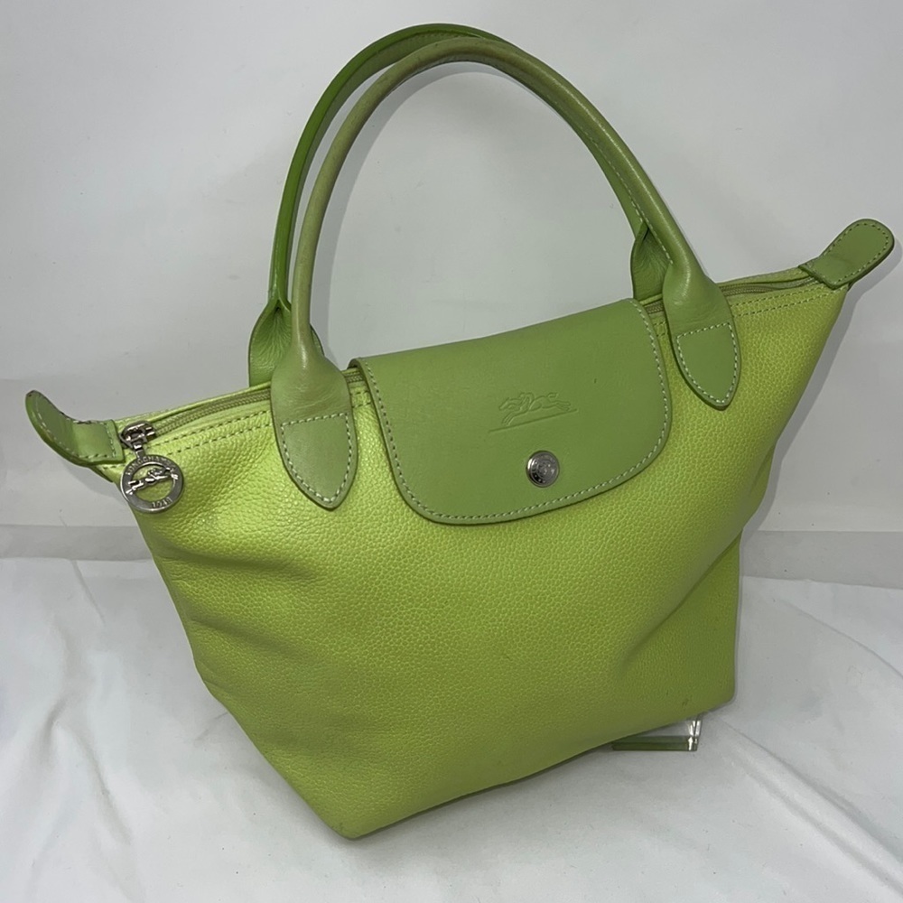 Longchamp Pebbled Leather Small Le Pliage Top Handle Zip Bag